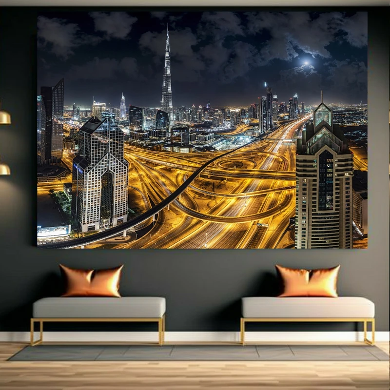 تابلو بوم طرح نمای شهر مدرن مدل اتوبان کد AR304256