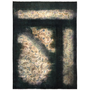 فرش دستبافت رنگ شده سه متری طرح وینتیج اوورداید