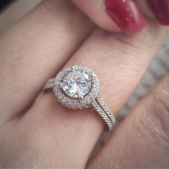 انگشتر نقره زنانه مدل جواهری سولیتر تاجی JW5049