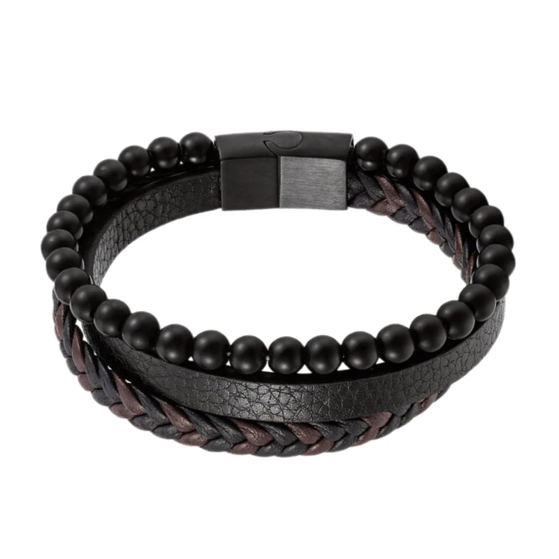 دستبند مردانه مدل گابریل چرم طبیعی کد 9999