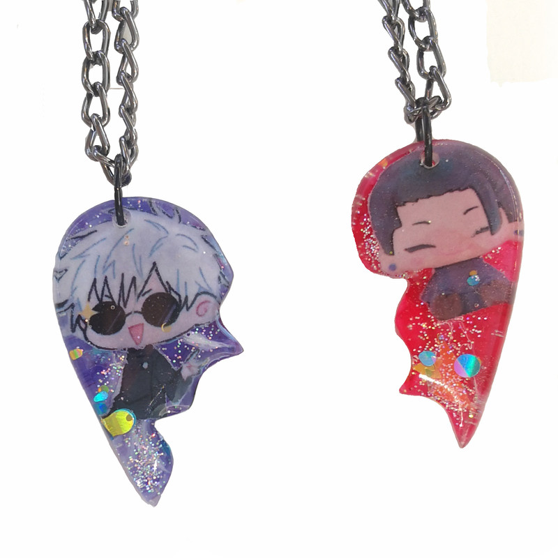 گردنبند دخترانه مدل گوجو و گتو قلب شکسته بسته 2 عددی گردنبند دخترانه مدل گوجو و گتو قلب شکسته بسته 2 عددی