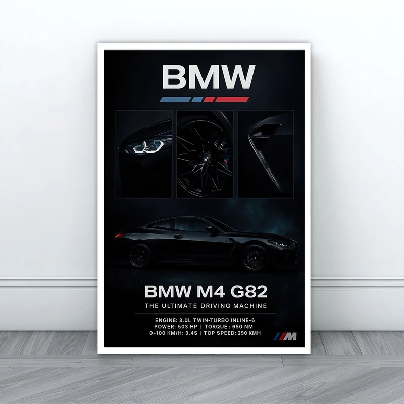 تابلو بکلیت طرح ماشین BMW M4 مدل W-S10693 فریم سفید