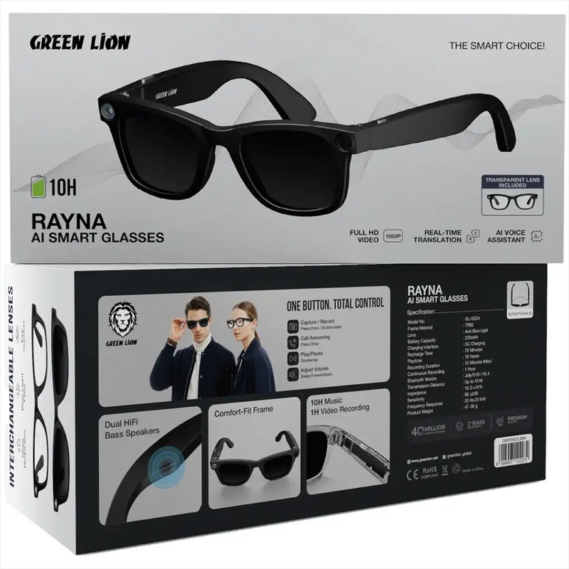 عینک هوشمند گرین لاین مدل RAYNA GL-SG24 GNRYNSGLSBK