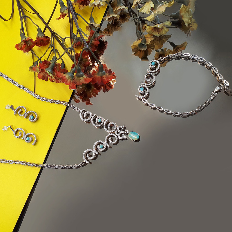 نیم ست نقره زنانه مدل 100166