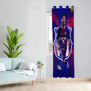  پرده مدل اتاق کودک مخمل پانچی طرح مسی در بارسلونا کد 1889 سایز 140x280 سانتی متر