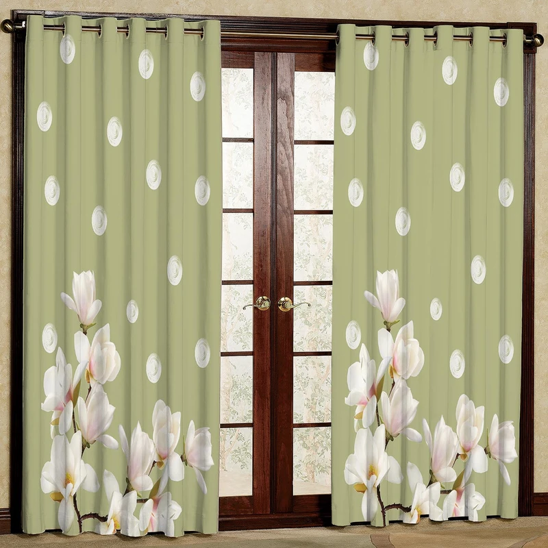 پرده بارمان دکور طرح گل مدل مخمل پانچی کد 5351LR W سایز 140x280 سانتی متر