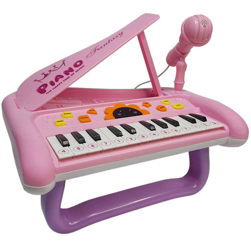بازی آموزشی موزیکال مدل پیانو پایه دار و میکروفون کد 698