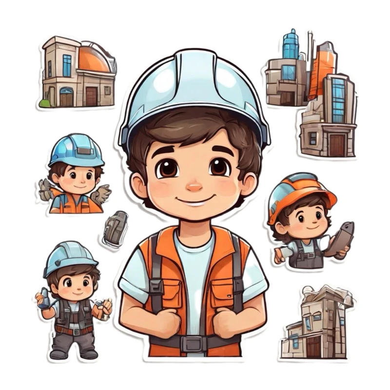 استیکر پارچه و لباس پاد آفرین مدل مهندس کوچولو  کد 203 بسته 7 عددی