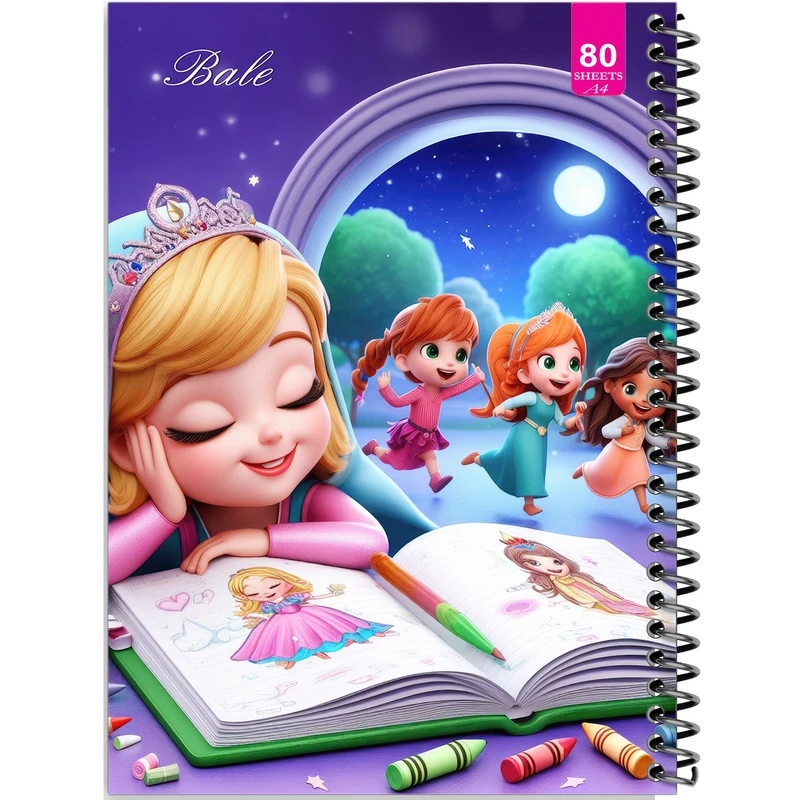 دفتر نقاشی 80 برگ بله مدل رحلی طرح فانتزی دختر کوچولوی نقاش کد A4-M298
