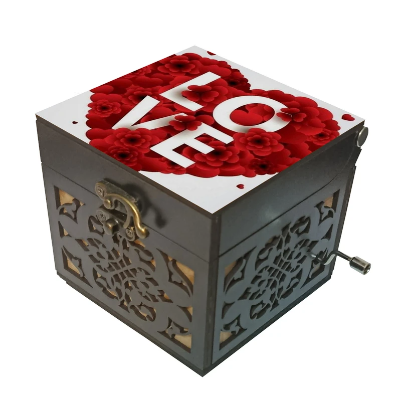 جعبه موزیکال مدل هندلی طرح عشق و قلب کد 1176