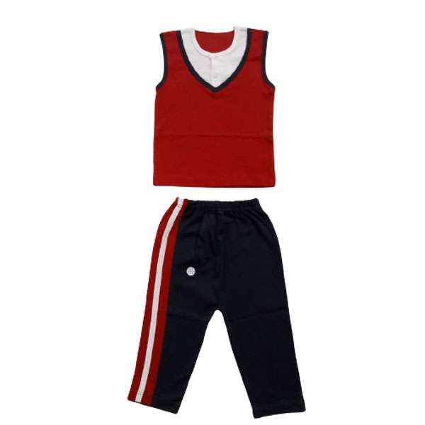 ست تاپ و شلوار نوزادی برگ سبز مدل  یقه هفت رنگ سفید