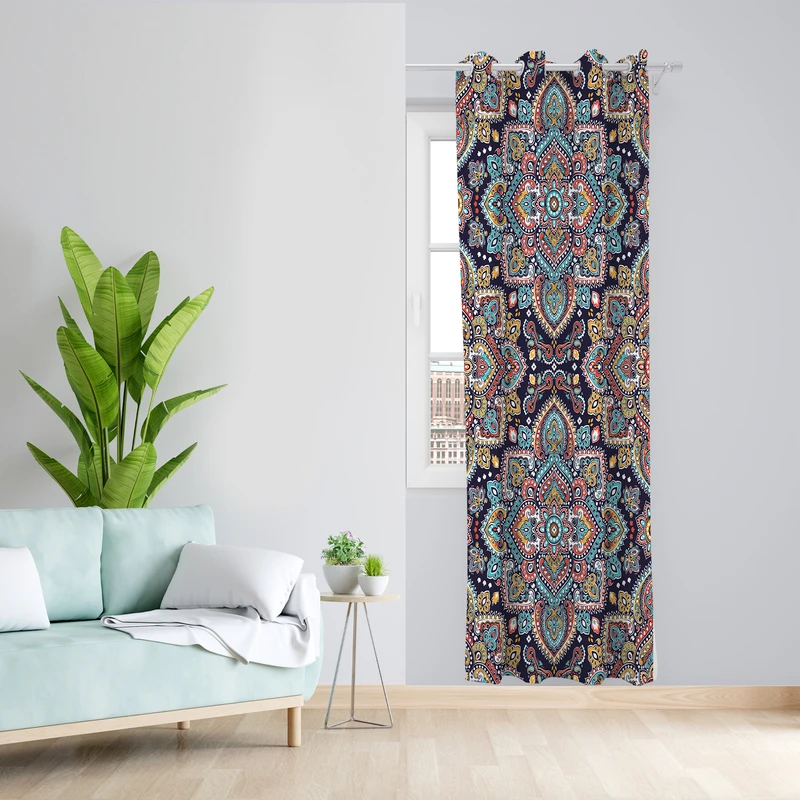 پرده طرح سنتی مدل مخمل پانچی کد  L 150L Z سایز 140x200 سانتی متر