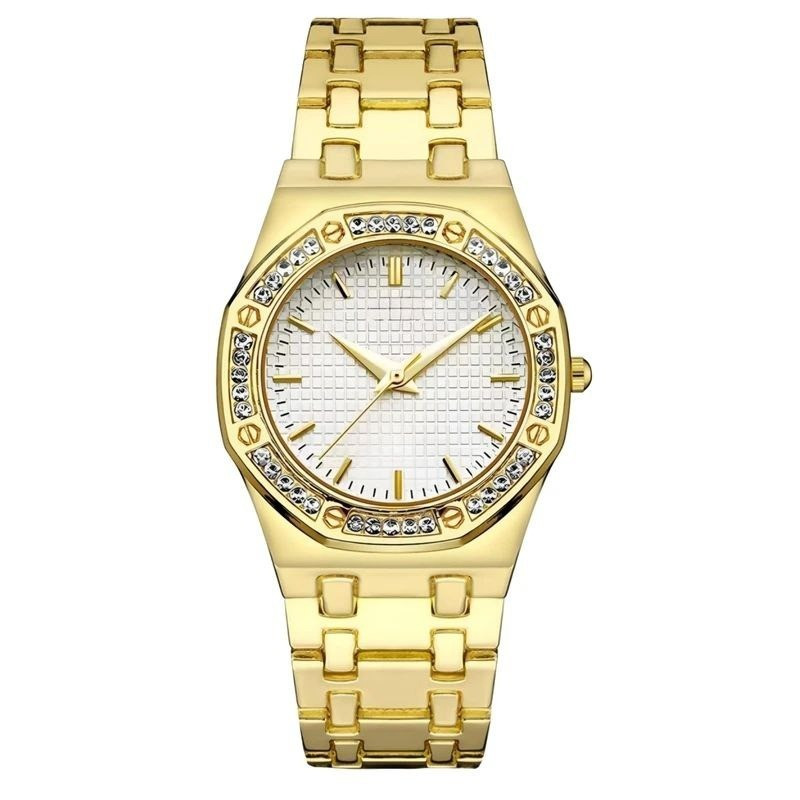 ساعت مچی عقربه‌ای کوارتز زنانه مدل کلاسیک دور نگین کد 03