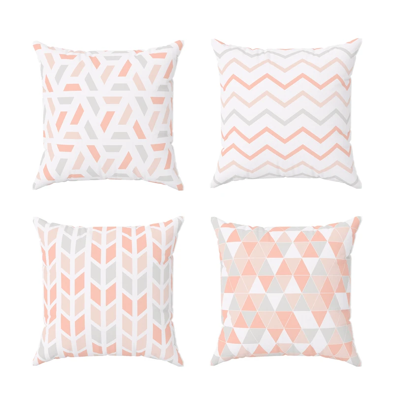 کاور کوسن مدل مخمل طرح هندسی کد 5215b مجموعه چهار عددی