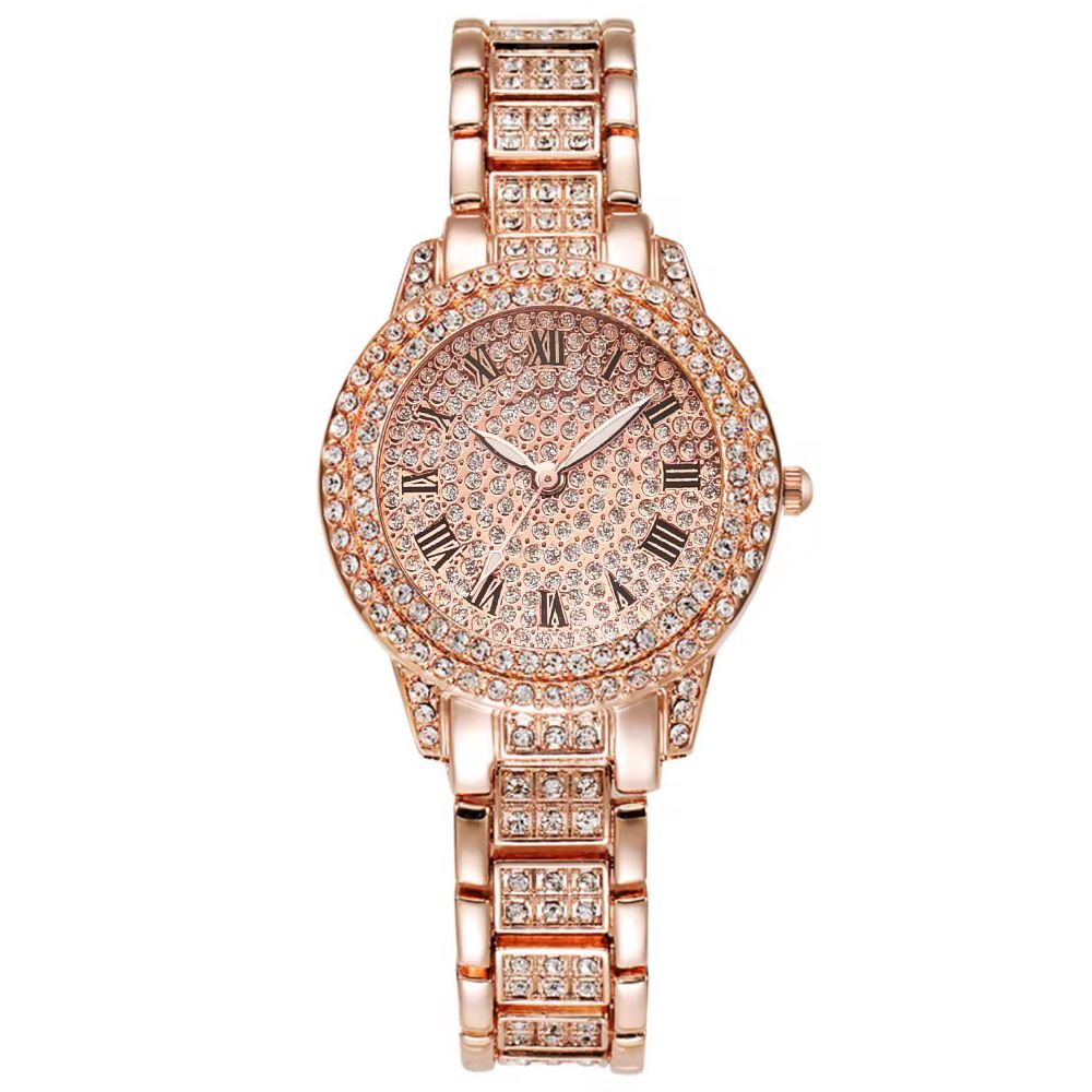 ساعت مچی عقربه ای زنانه مدل فول نگین یونان کد ROZ1 - - 8