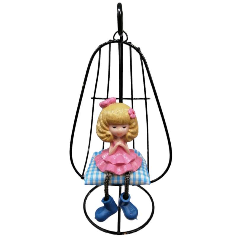 مجسمه طرح دختر تاب سوار سبدی کد 10084