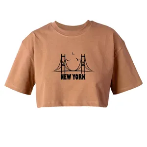 کراپ‌تاپ آستین کوتاه زنانه مدل NEW YORK کد L171 K