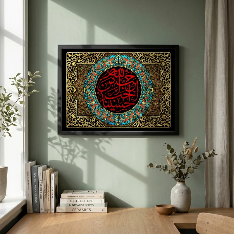 تابلو طرح احب الله من احب حسینا مدل G13740 فریم مشکی