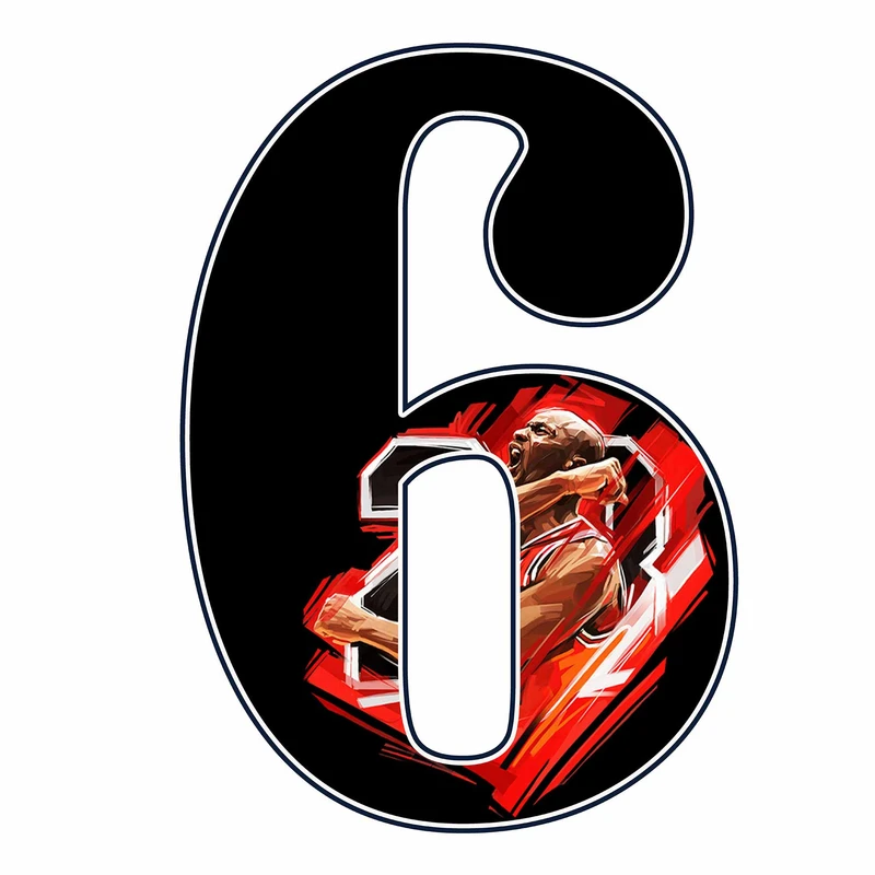 استند رومیزی تولد مدل عدد 6 طرح جردن کد 1859