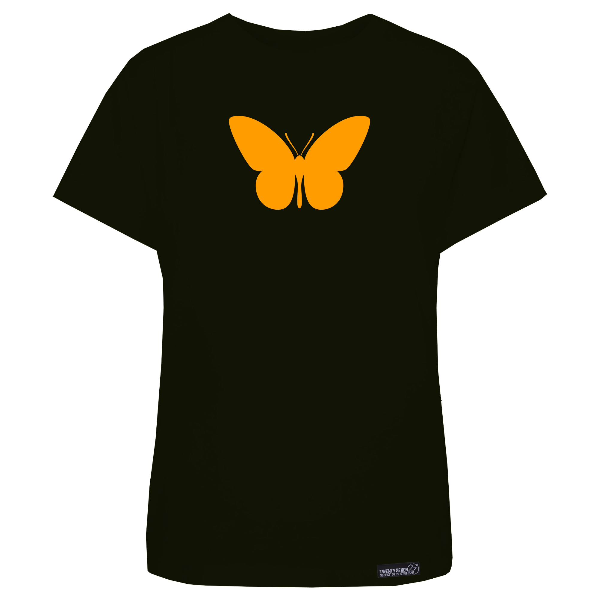 تی شرت آستین کوتاه زنانه 27 مدل Moth Black Butterfly کد MH1517