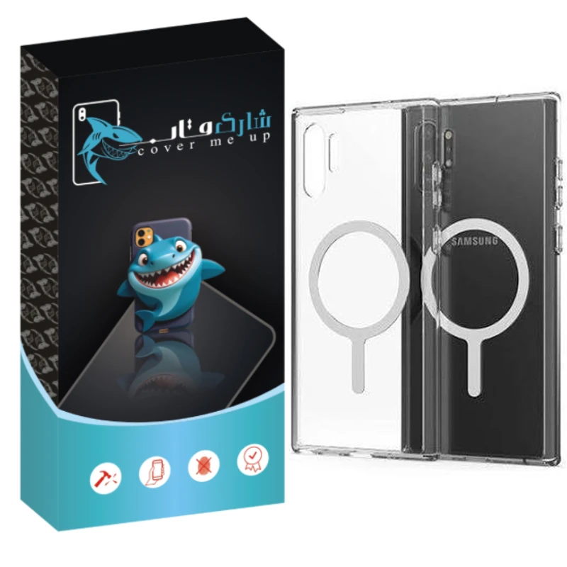 کاور شارک قاب مدل مگ سیف شفاف مناسب برای گوشی موبایل سامسونگ Galaxy Note 10