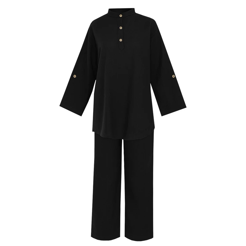 ست تونیک و شلوار رسمی زنانه مدل سه دکمه لینن 24082649