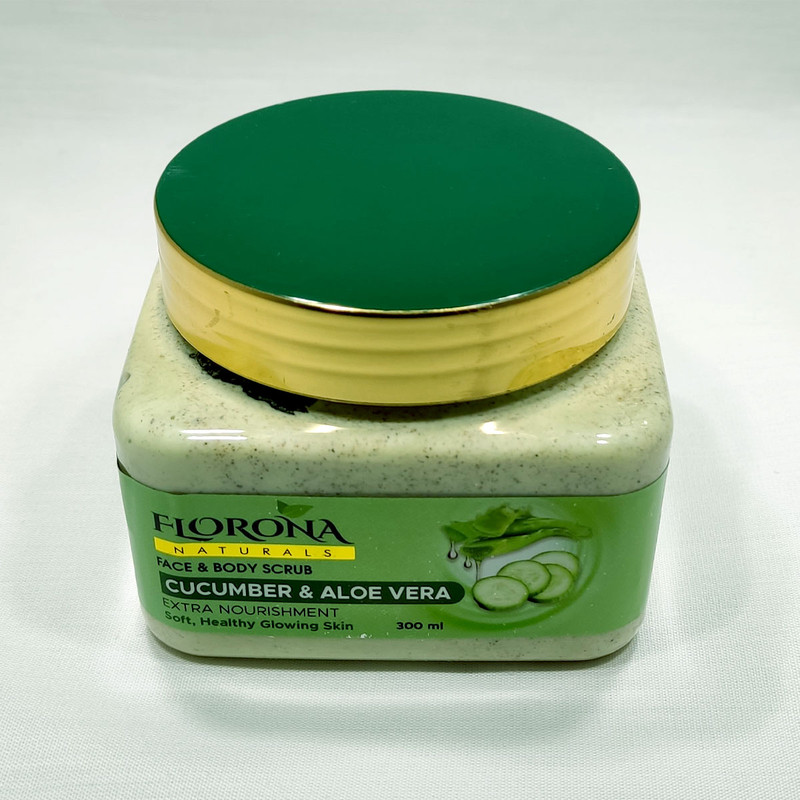 اسکراب لایه بردار پوست فلورونا مدل خیار و آلوئه ورا حجم 300 میلی لیتر