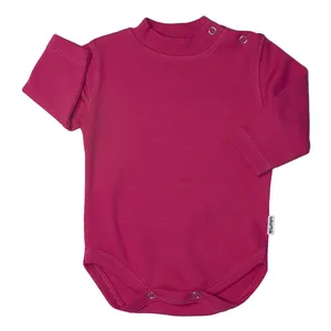 بادی آستین بلند نوزادی آدمک کد 17020 رنگ سرخابی