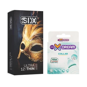 کاندوم سیکس مدل Ultra Thin بسته 12 عددی به همراه کاندوم ایکس دریم مدل Collar