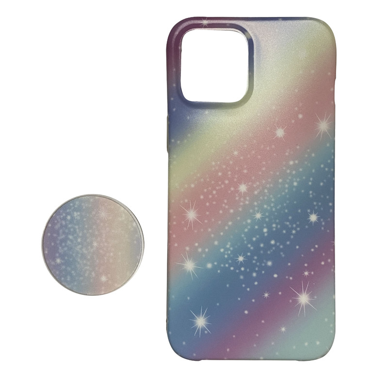 کاور طرح ستاره دار مدل COLOR88 مناسب برای گوشی موبایل اپل IPHONE12/12PRO به همراه پاپ سوکت 