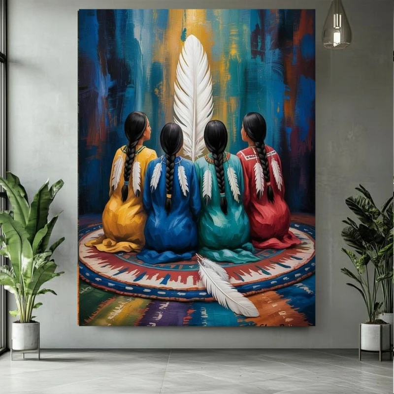 پوستر پارچه ای طرح مخمل سرخپوستان مدل بومی کد BK25038