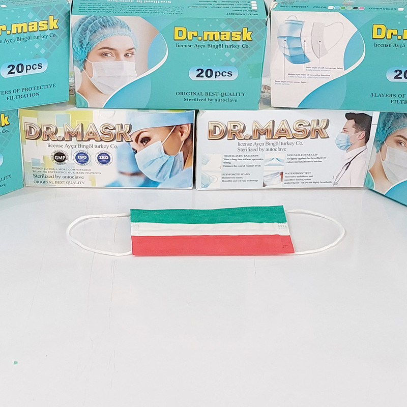 ماسک تنفسی دکتر ماسک مدل پرچم بسته 50 عددی