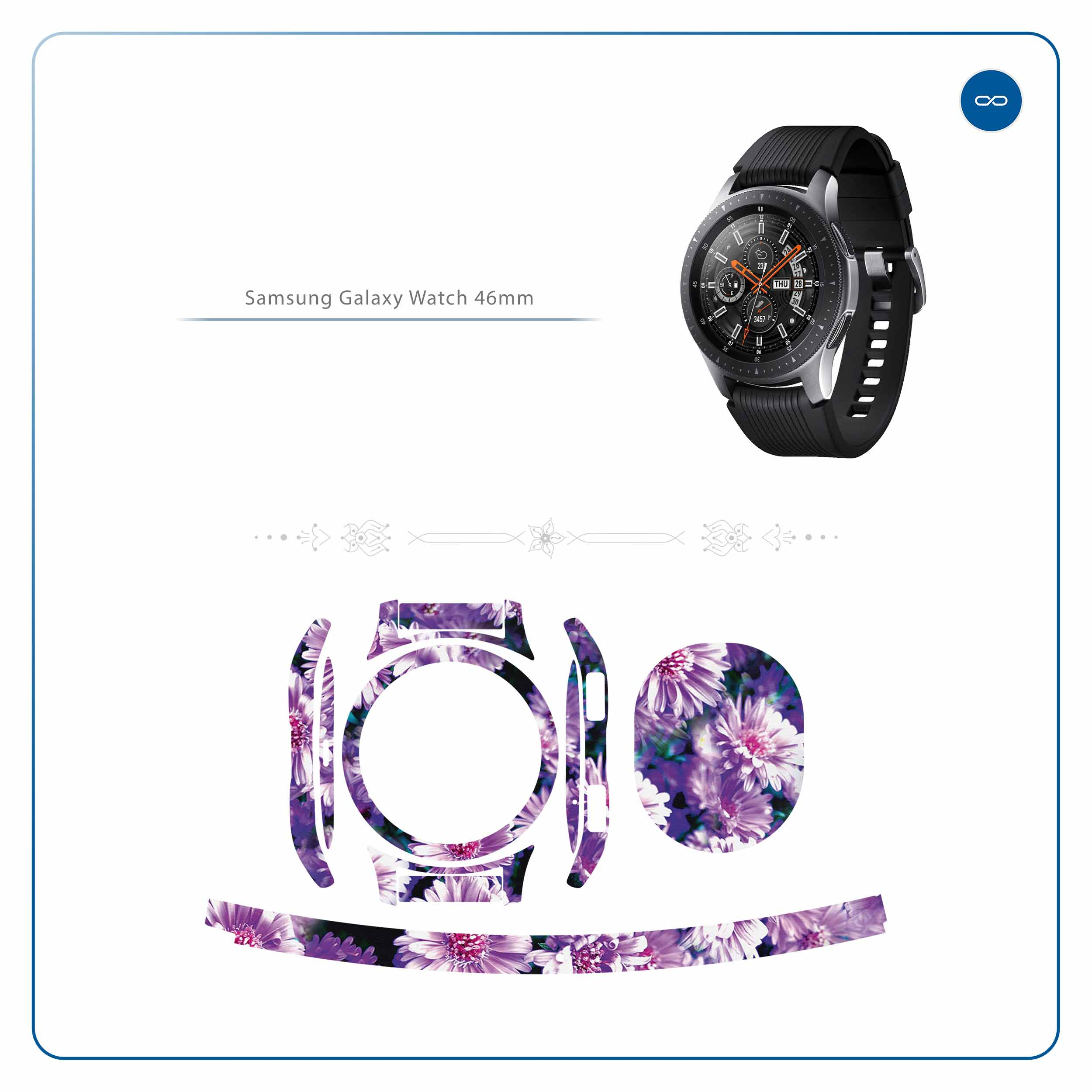 برچسب ماهوت طرح Purple-Flower مناسب برای ساعت هوشمند سامسونگ Galaxy Watch 46mm