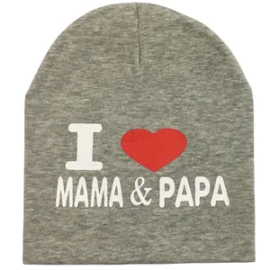 کلاه بچگانه مدل i love papa & mama رنگ طوسی