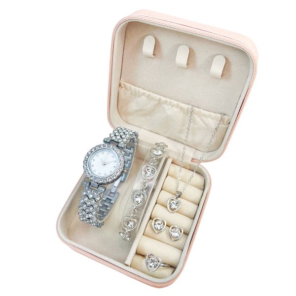 ست ساعت مچی عقربه‌ای کوارتز و ست زیورآلات زنانه مدل 438-7 SI