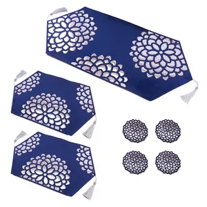 ست رومیزی 3 تکه مدل Flower102 به همراه زیرلیوانی