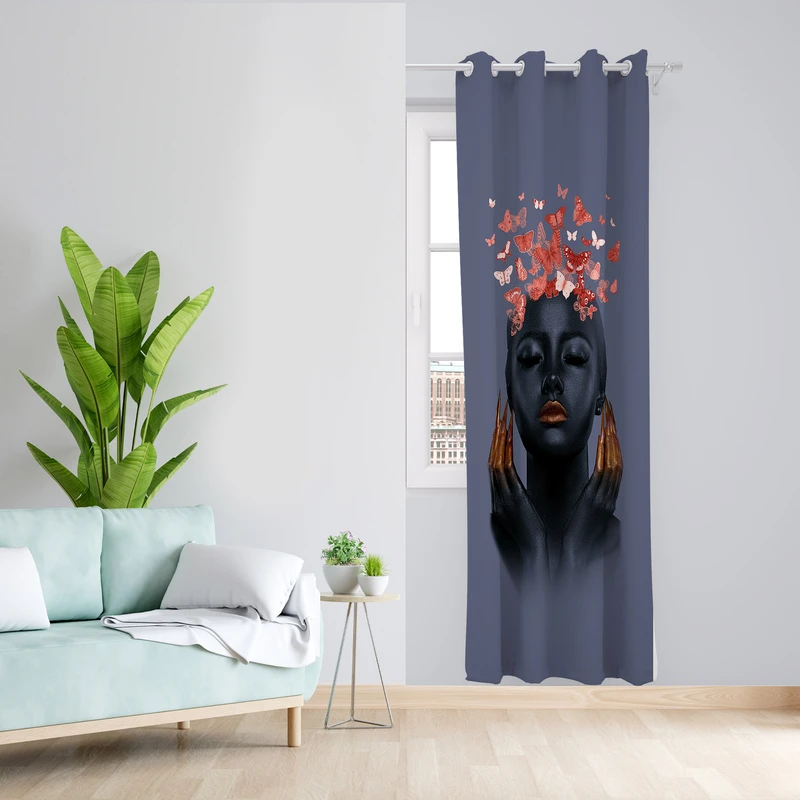 پرده طرح چهره مدل مخمل پانچی کد 1895 z سایز 140x200 سانتی متر