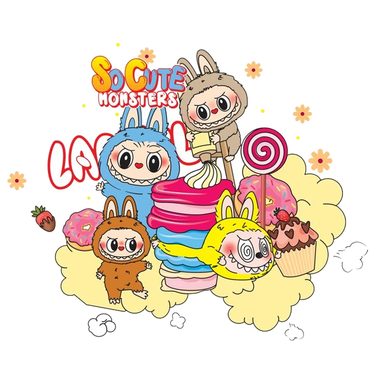 استیکر پارچه و لباس پاد آفرین مدل عروسک لبوبو Labubu کد S1224