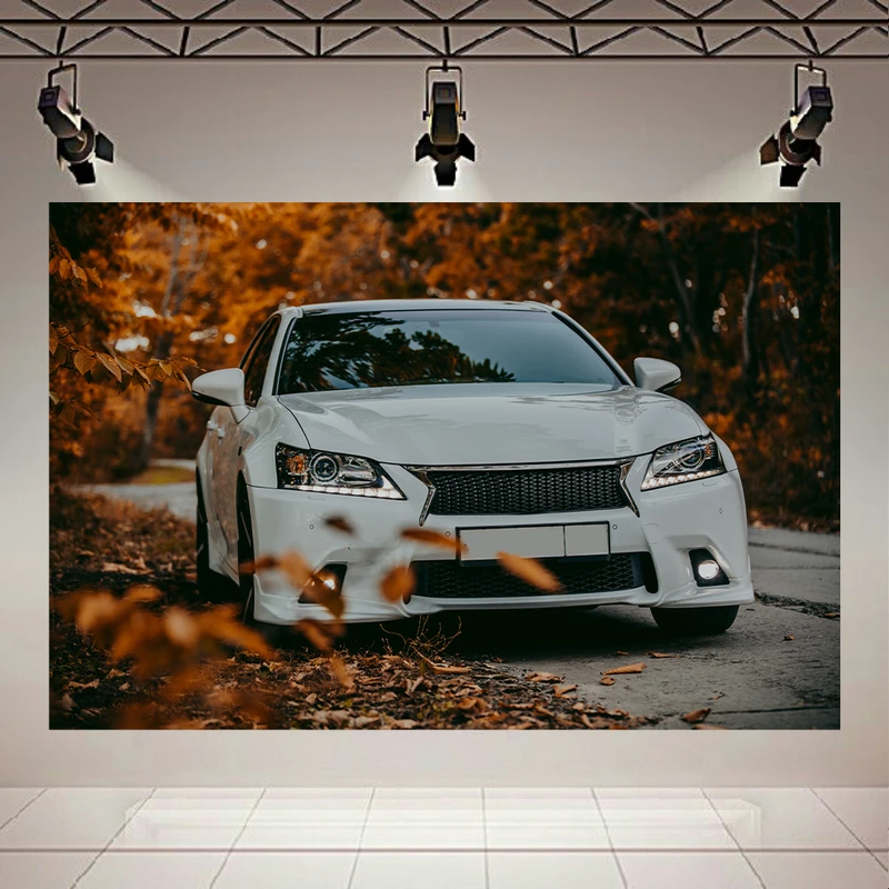 تابلو بوم طرح مخمل خودروی شیک مدل جاده پاییزی کد AR305432