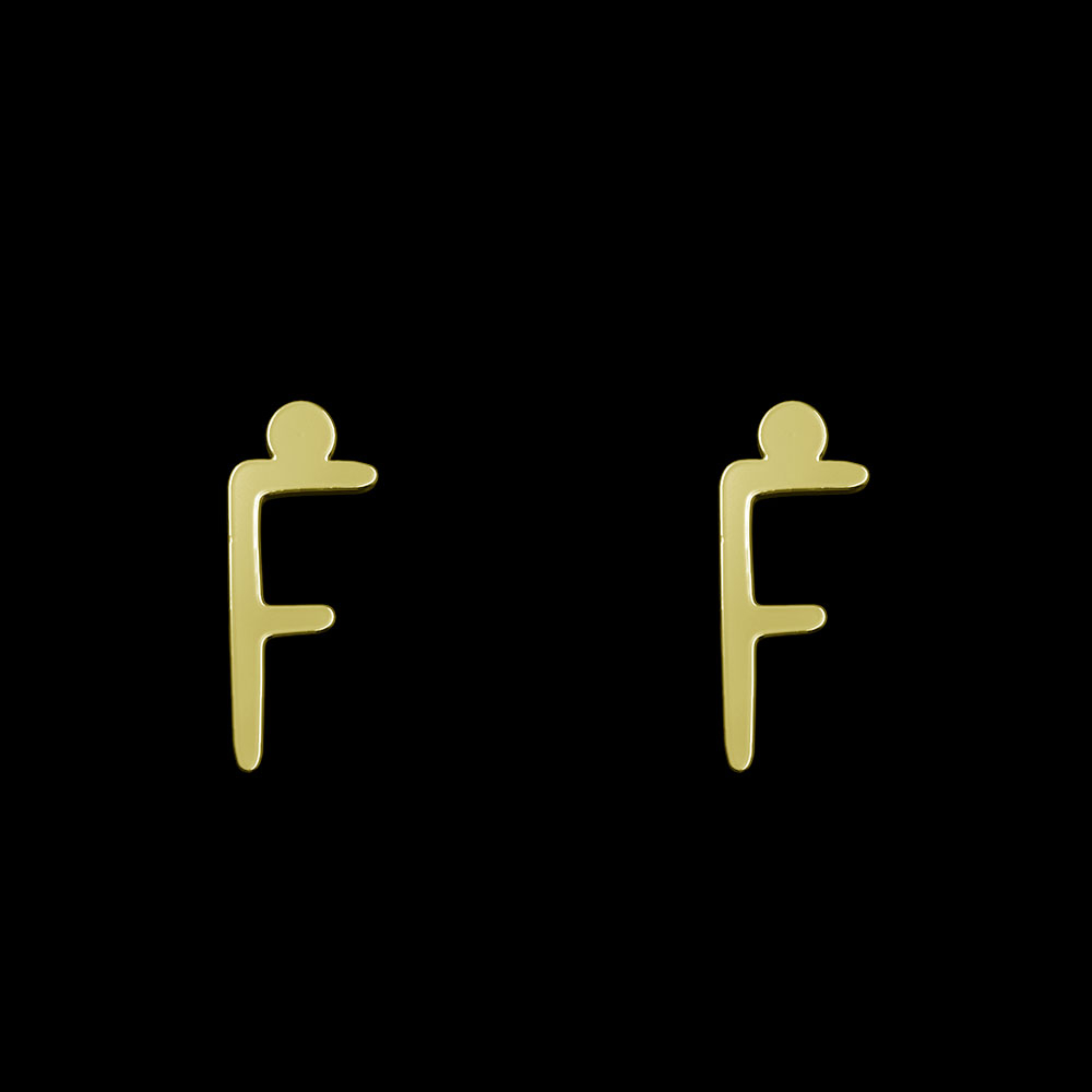 گوشواره طلا 18 عیار زنانه مدوپد مدل حرف F کد GA1-17178