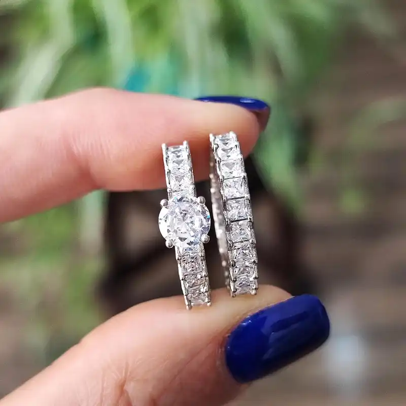 ست حلقه و پشت حلقه نقره زنانه مدل JW5082