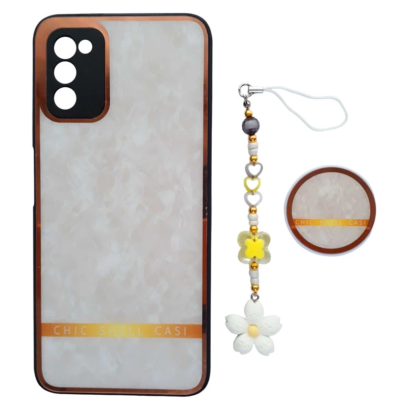 کاور مدل صدف کد A11007 مناسب برای گوشی موبایل سامسونگ Galaxy A02s / A03s به همراه پایه نگهدارنده و بند آویز موبایل