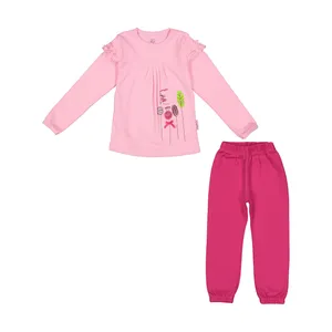 ست تی شرت آستین بلند و شلوار دخترانه آدمک مدل 2171278-84