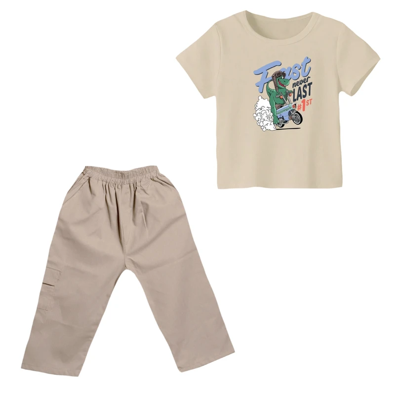 ست تی شرت و شلوارک پسرانه مدل دایناسور کد ۲۶