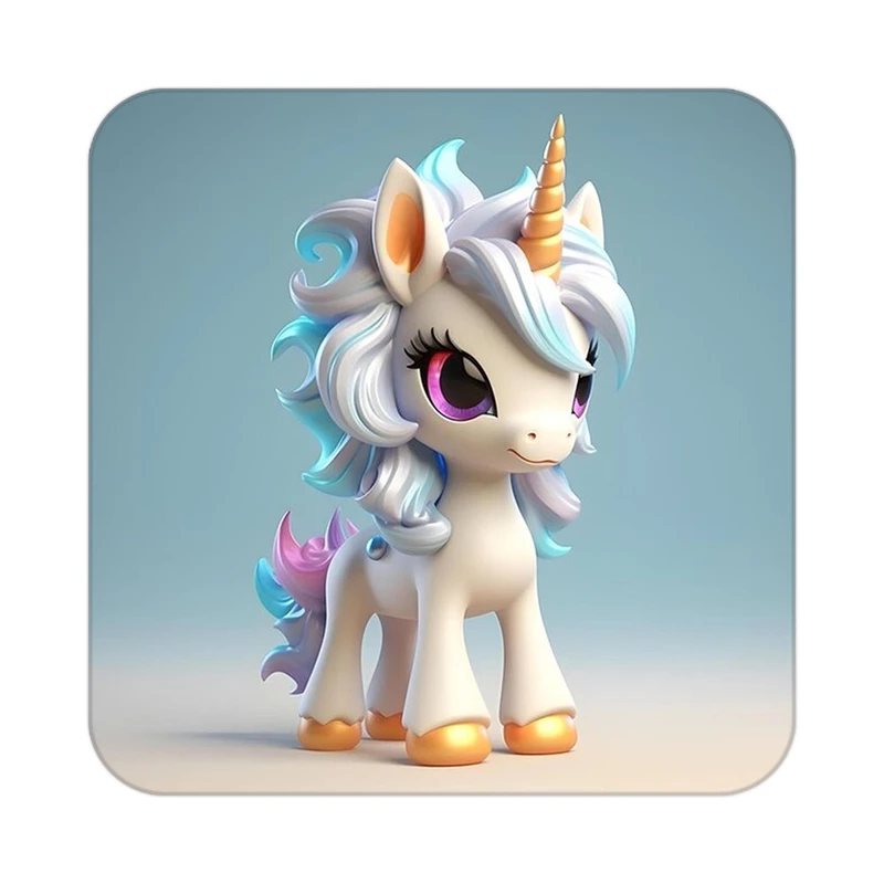 زیر لیوانی کاکتی طرح اسب تک شاخ و یونیکورن مدل mp31008