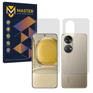 Master Resistant model transparent screen protector suitable for Huawei P50 Pro mobile phone along with the back of the phone