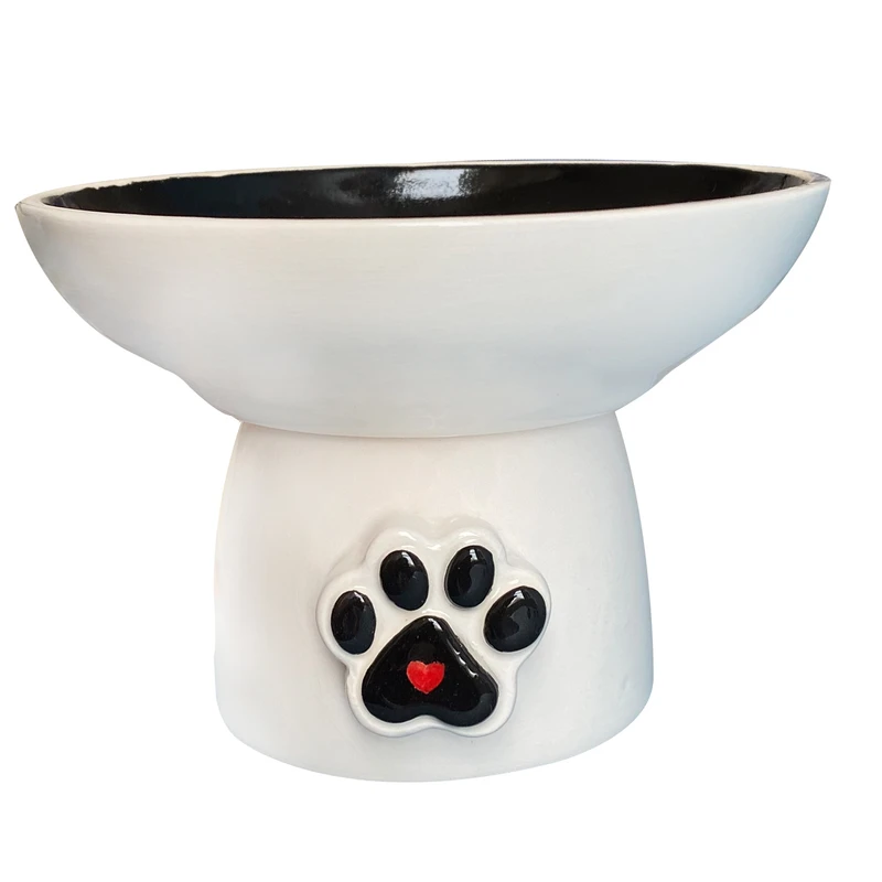 ظرف غذای سگ و گربه مدل پنجه برجسته لعابی