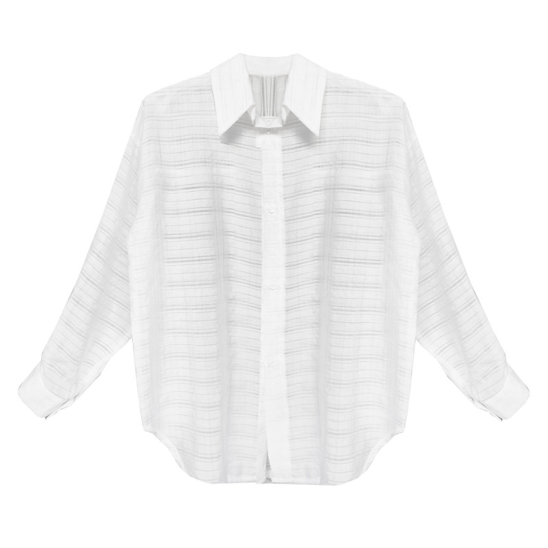 شومیز آستین بلند زنانه مدل رز رنگ سفید