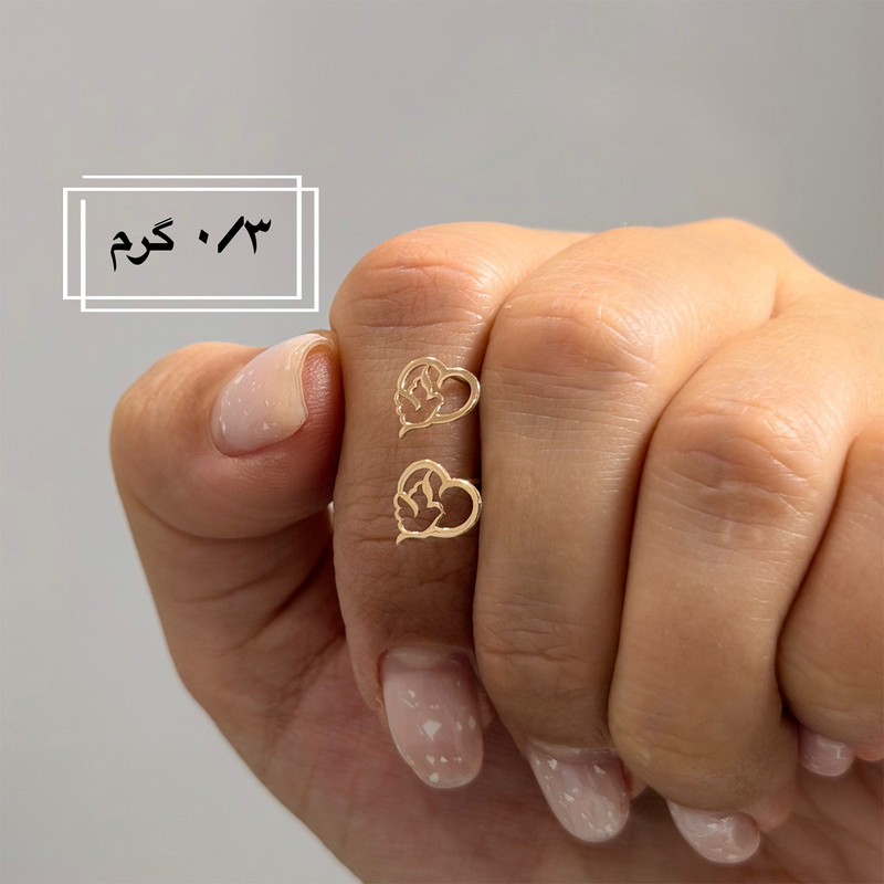 گوشواره طلا 18 عیار زنانه فرشته مدل طرح قلب کد WEL-000362 - 6