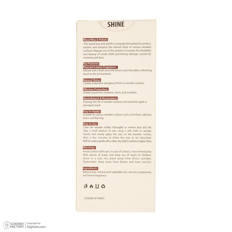 براق کننده و پولیش واکس چوب شاین مدل A.777 حجم 250 میلی لیتر